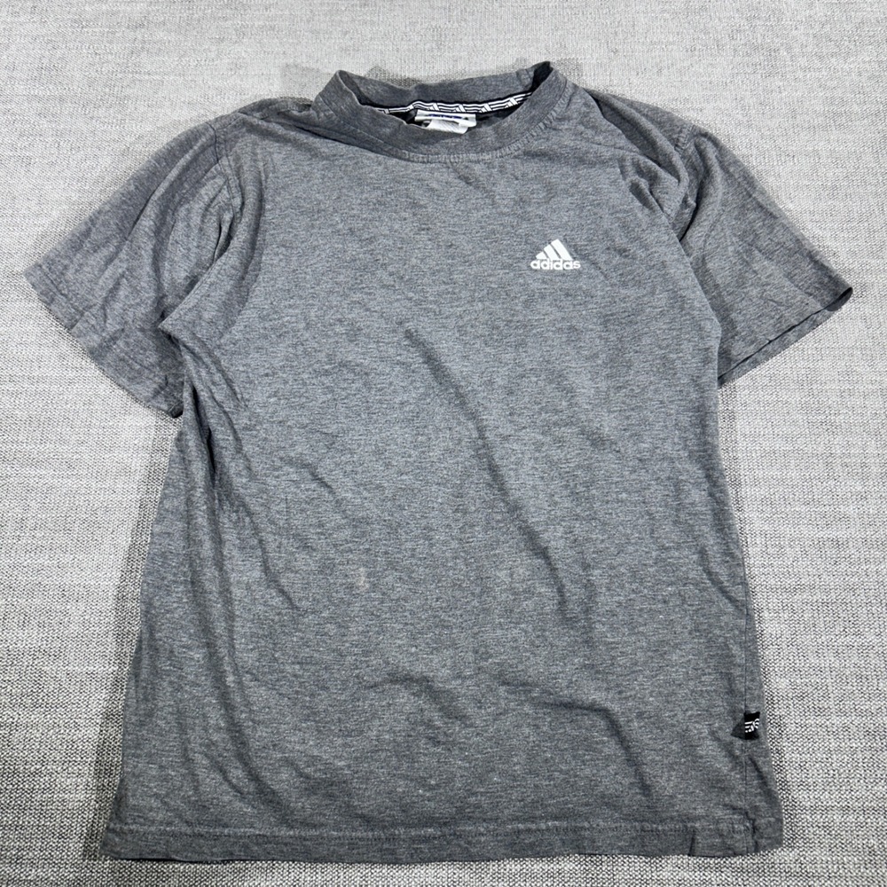 Adidas T-Shirt Mens Small Gray Good Short Sleeve Embroidered Logo Heathered